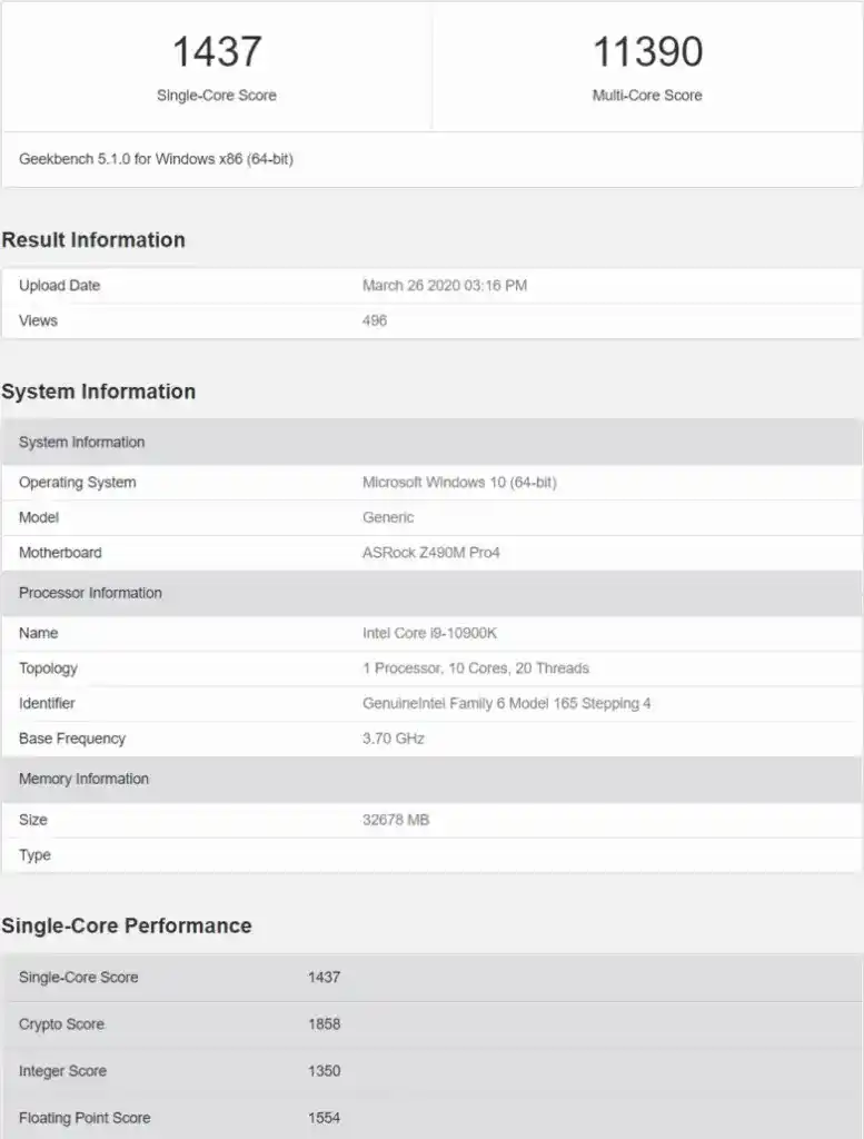 Intel Core i9 10900K 10 Core Comet Lake S Desktop CPU Benchmarks