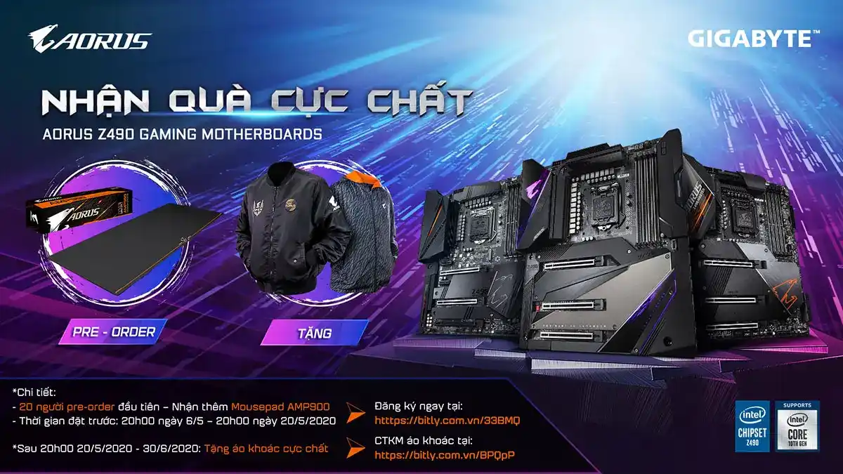 Mua Bo mạch chủ Z490 AORUS - Nhận quà cực đỉnh 1 TTD Promotion Preorder MainboardGIGABYTEZ490 WebBanner1200p
