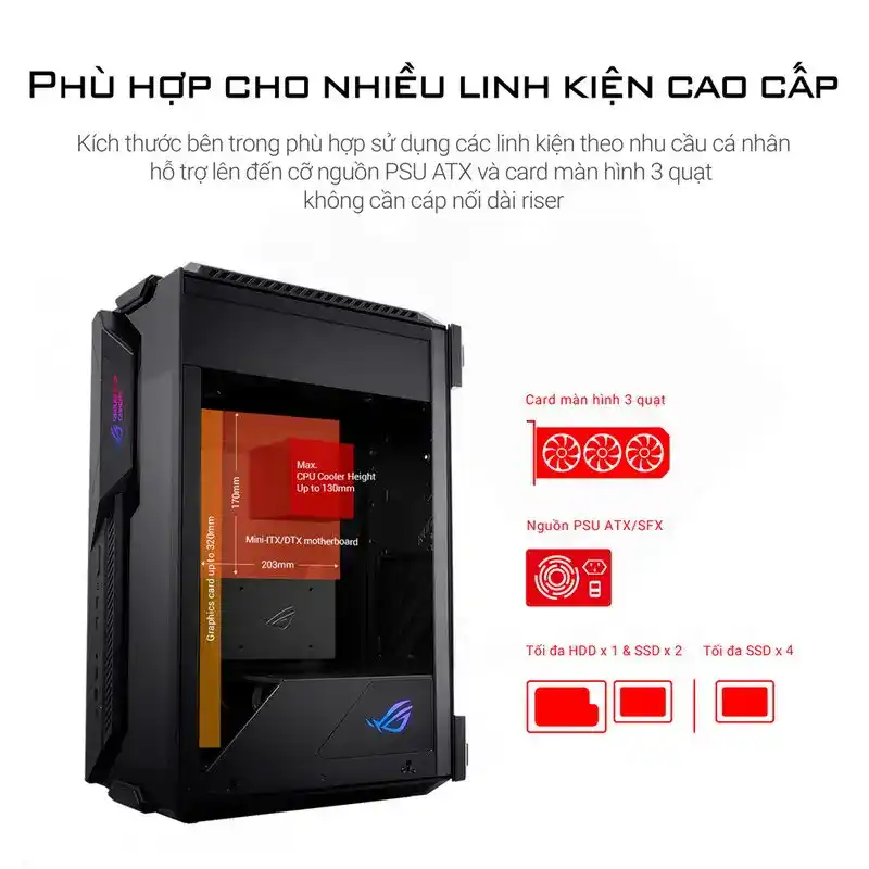 ASUS ROG Z11 Case - Black, RGB, 11° Angle MB 4 ASUS ROG Z11 Case - Black, RGB, 11° Angle MB - Ảnh 4