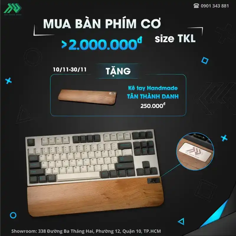 Mua bàn phím cơ TKL tặng kê tay gỗ handmade TTD 1 TTD Promotion 2011 MuaBanPhimTangKeTayTTD Details