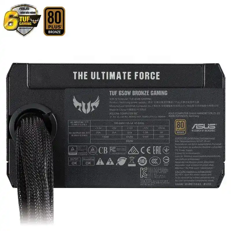 ASUS TUF Gaming 650B PSU - 650W, 80 Plus Bronze, Sleeved Cable 4 ASUS TUF Gaming 650B PSU - 650W, 80 Plus Bronze, Sleeved Cable - Ảnh 4