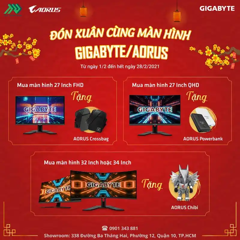 ĐÓN XUÂN CÙNG MÀN HÌNH GIGABYTE/AORUS 1 TTD Promotion 202102 KhuyenMaiManHinhAorusGigabyteTet Details