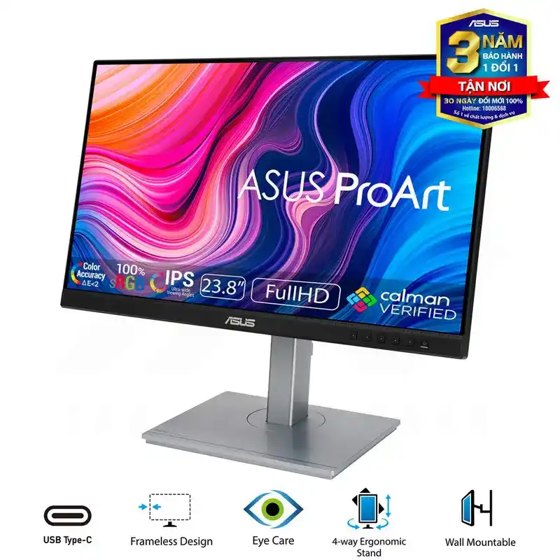ASUS ProArt PA247CV-P Professional Monitor - 24 inch, FHD, IPS, 100% sRGB, USB-C, DisplayPort Daisy-chaining 2 ASUS ProArt PA247CV-P Professional Monitor - 24 inch, FHD, IPS, 100% sRGB, USB-C, DisplayPort Daisy-chaining - Ảnh 2