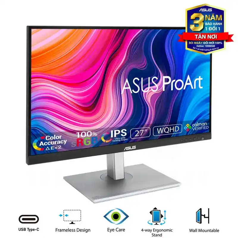 ASUS ProArt PA278CV-P Professional Monitor - 27 inch, WQHD, IPS, 100% sRGB 2 ASUS ProArt PA278CV-P Professional Monitor - 27 inch, WQHD, IPS, 100% sRGB - Ảnh 2