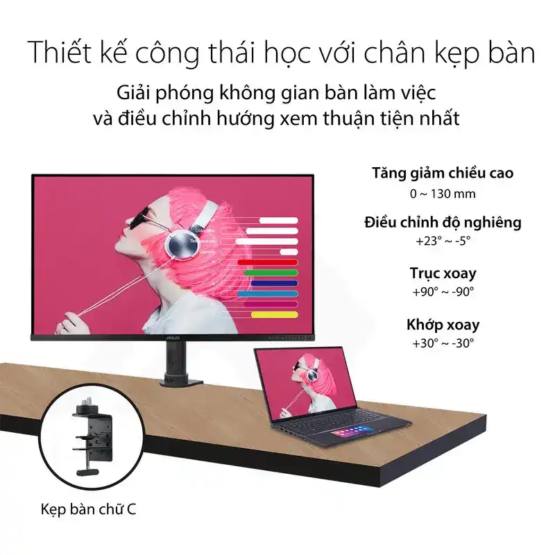 ASUS ProArt PA329CV Professional Monitor - 32 inch, 4K UHD, IPS, 100% sRGB, HDR-400 5 ASUS ProArt PA329CV Professional Monitor - 32 inch, 4K UHD, IPS, 100% sRGB, HDR-400 - Ảnh 5