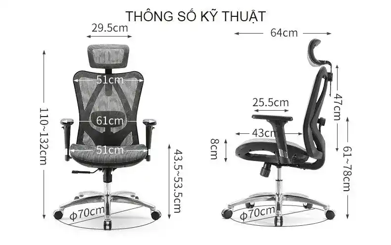 SIHOO M57B Ergonomic Office Chair - Black, With Footrest 11 ttd m57 8