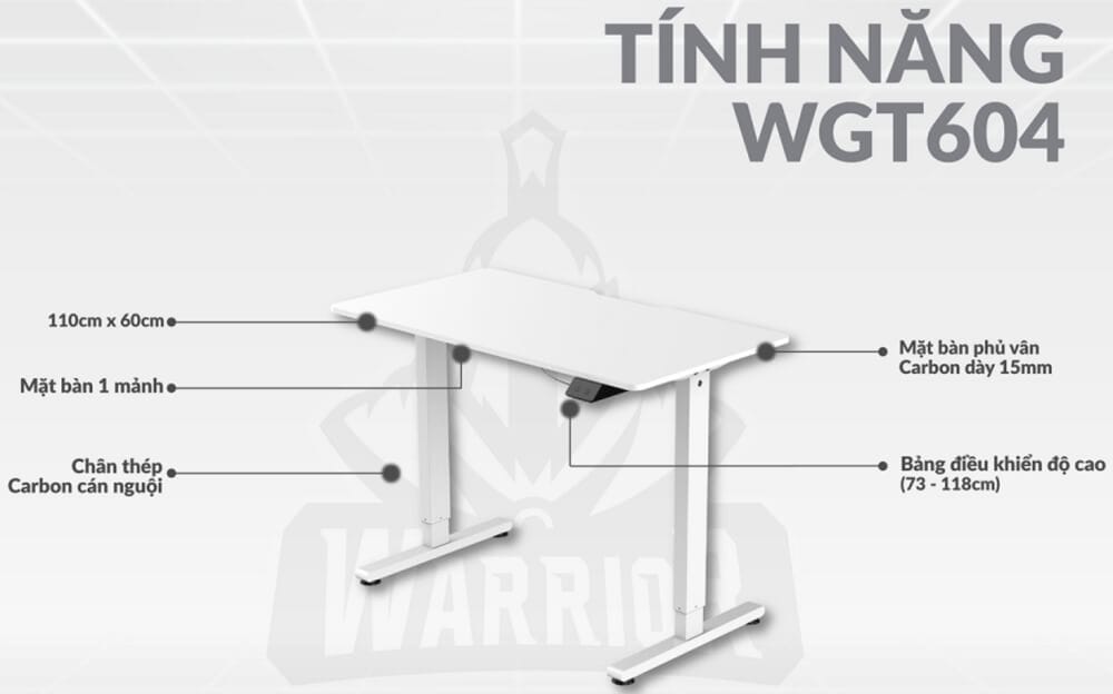 WARRIOR Paladin Series WGT604 White - Electric Height Adjustable Standing Desk 15 ban nang ha warrior paladin series wgt604 trang 01 1