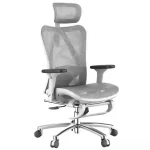SIHOO M57B Ergonomic Office Chair - Full White/Gray Mesh With Legrest