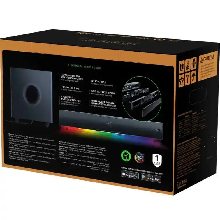 Razer Leviathan V2 Sound Bar Gaming Speakers - Chroma RGB, THX Spatial Audio, Bluetooth 5.2 8 Razer Leviathan V2 Sound Bar Gaming Speakers - Chroma RGB, THX Spatial Audio, Bluetooth 5.2 - Ảnh 8