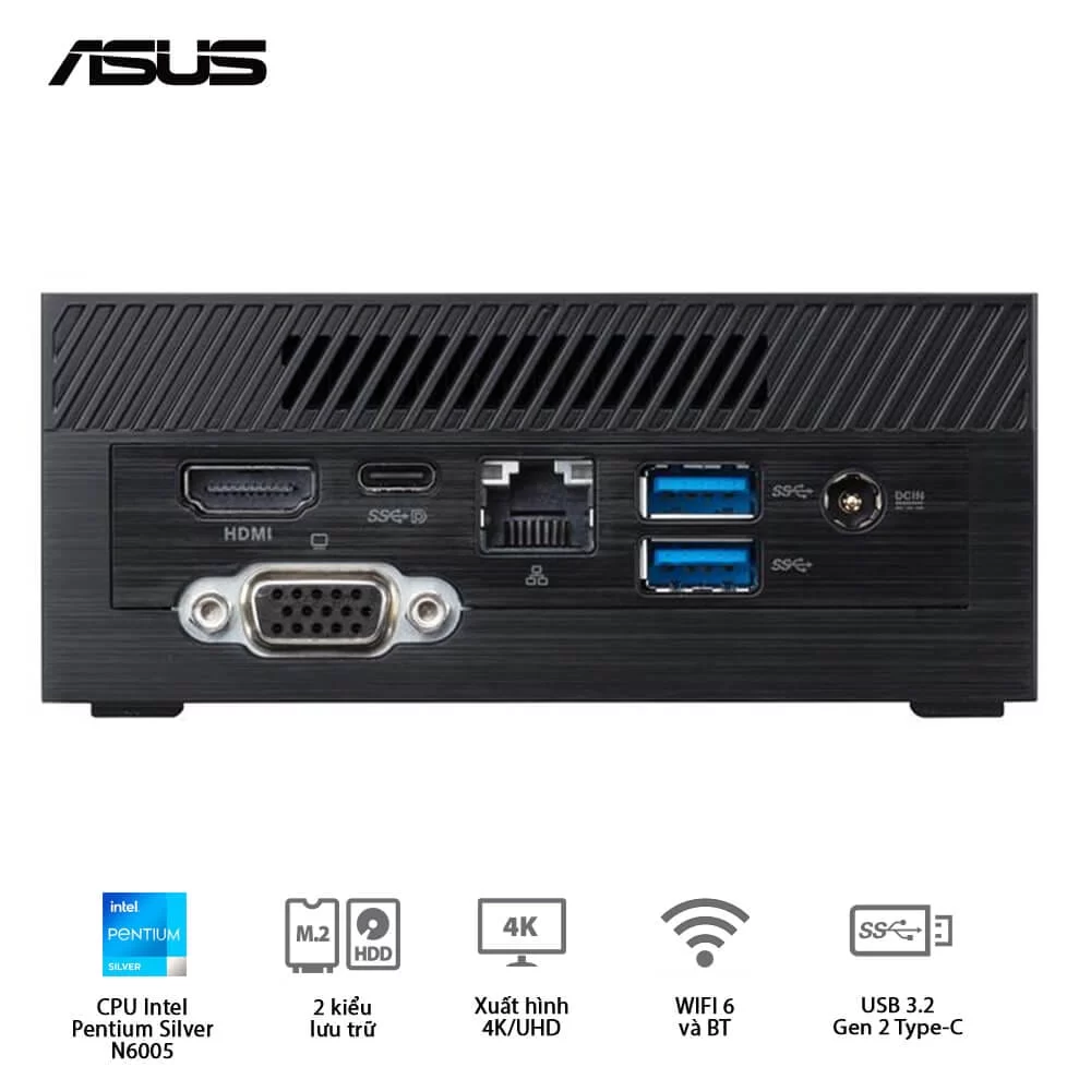 ASUS PN41-S1-BBP138MC Barebone Mini PC - Intel Pentium N6005, Wi-Fi 6 802.11 AX,BT, VESA MOUNT, VGA port configurable, w/o Keyboard Mouse 4 ASUS PN41-S1-BBP138MC Barebone Mini PC - Intel Pentium N6005, Wi-Fi 6 802.11 AX,BT, VESA MOUNT, VGA port configurable, w/o Keyboard Mouse - Ảnh 4