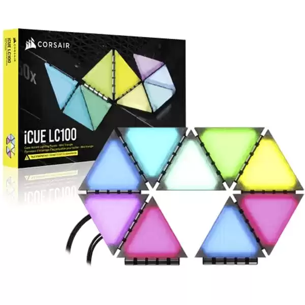 CORSAIR iCUE LC100 Case Accent Lighting Panels - Mini Triangle - 9x Tile Starter Kit