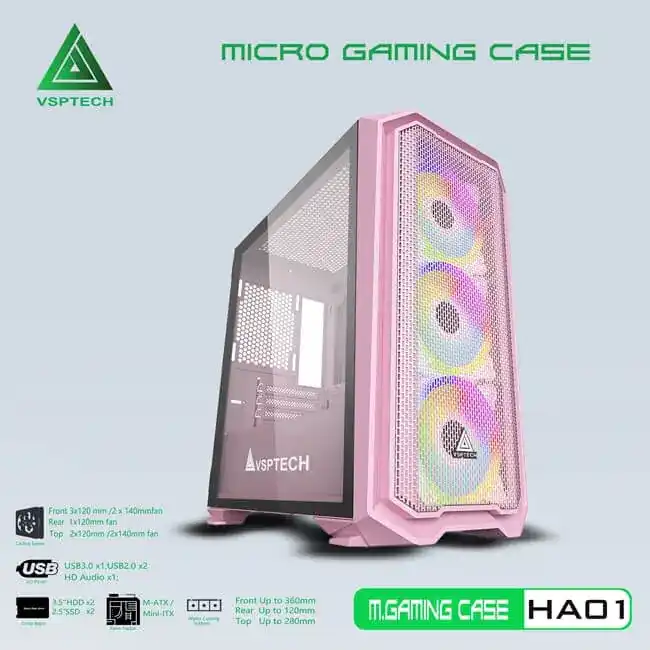 VSPTECH HA01- P (PINK) Gaming Case 1 VSPTECH HA01- P (PINK) Gaming Case