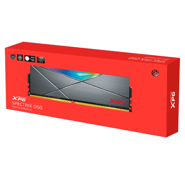 ADATA XPG Spectrix D50 Xtreme DDR4 RGB Memory Kit - Tungsten Grey, 8GB (1x8GB), 3200MHz, CL16 (AX4U32008G16A-ST50) 3 ADATA XPG Spectrix D50 Xtreme DDR4 RGB Memory Kit - Tungsten Grey, 8GB (1x8GB), 3200MHz, CL16 (AX4U32008G16A-ST50) - Ảnh 3