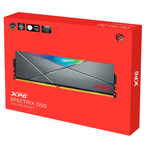 ADATA XPG Spectrix D50 Xtreme DDR4 RGB Memory Kit - Tungsten Grey, 8GB (1x8GB), 3200MHz, CL16 (AX4U32008G16A-ST50) 4 ADATA XPG Spectrix D50 Xtreme DDR4 RGB Memory Kit - Tungsten Grey, 8GB (1x8GB), 3200MHz, CL16 (AX4U32008G16A-ST50) - Ảnh 4
