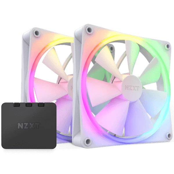 NZXT F140 RGB Twin Pack Fan - White, 2 x 140mm RGB Fans & Controller