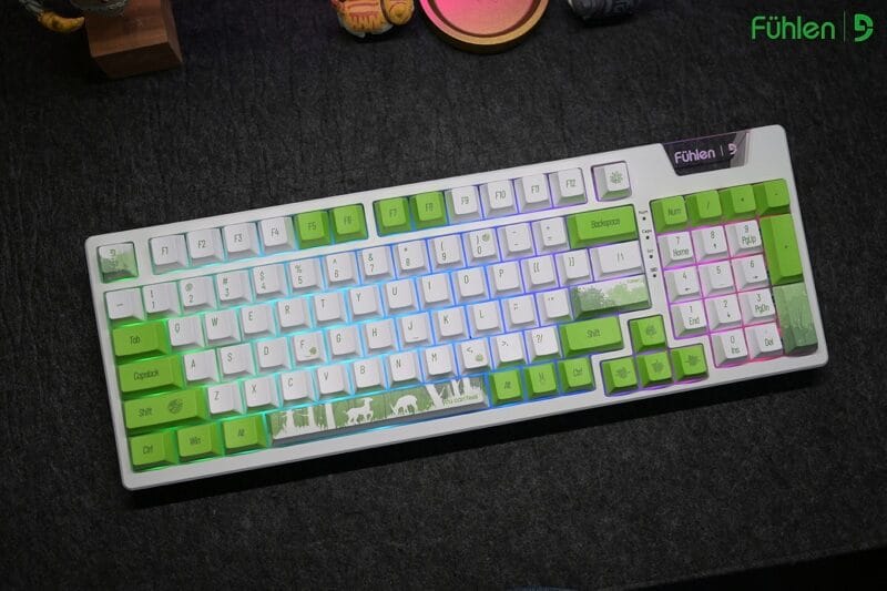 FUHLEN H95S RGB Panda Gaming Keyboard - 3 mode, Gasket mount, Hot swap, mạch xuôi 36 Keycap Fuhlen H95S Saola Cherry Profile TTD 6