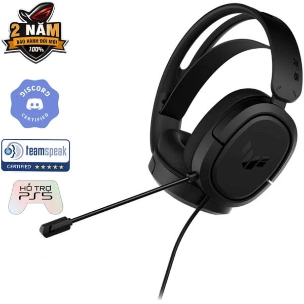 ASUS TUF Gaming H1 Headset - Black 2 ASUS TUF Gaming H1 Headset - Black - Ảnh 2