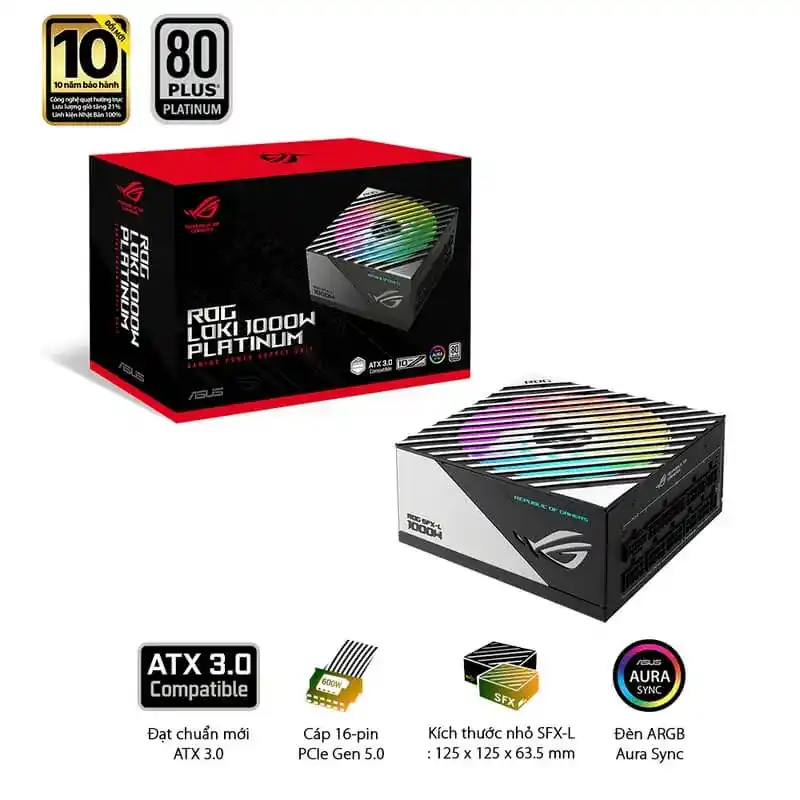 ASUS ROG Loki SFX-L 1000W Platinum PSU - 1000W, 80 plus Platinum, PCI Gen 5.0, Full Modular 2 ASUS ROG Loki SFX-L 1000W Platinum PSU - 1000W, 80 plus Platinum, PCI Gen 5.0, Full Modular - Ảnh 2