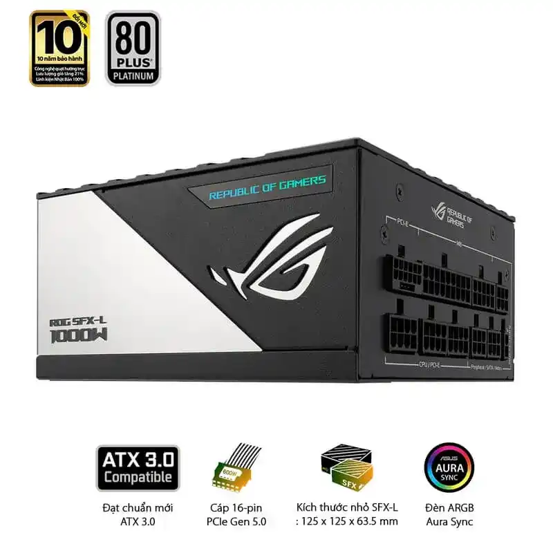 ASUS ROG Loki SFX-L 1000W Platinum PSU - 1000W, 80 plus Platinum, PCI Gen 5.0, Full Modular 5 ASUS ROG Loki SFX-L 1000W Platinum PSU - 1000W, 80 plus Platinum, PCI Gen 5.0, Full Modular - Ảnh 5