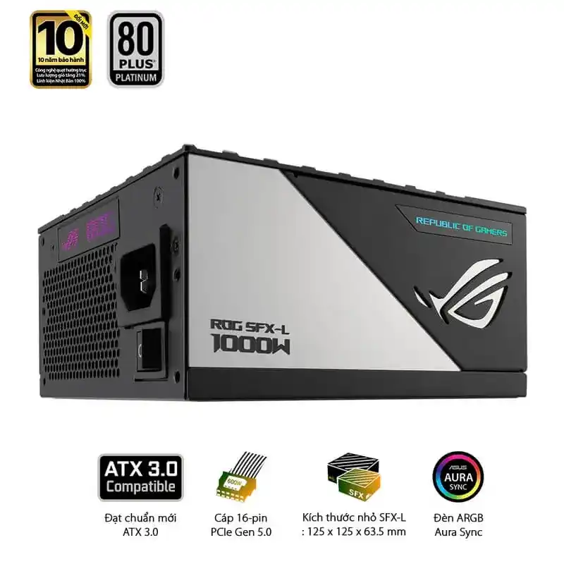 ASUS ROG Loki SFX-L 1000W Platinum PSU - 1000W, 80 plus Platinum, PCI Gen 5.0, Full Modular 6 ASUS ROG Loki SFX-L 1000W Platinum PSU - 1000W, 80 plus Platinum, PCI Gen 5.0, Full Modular - Ảnh 6