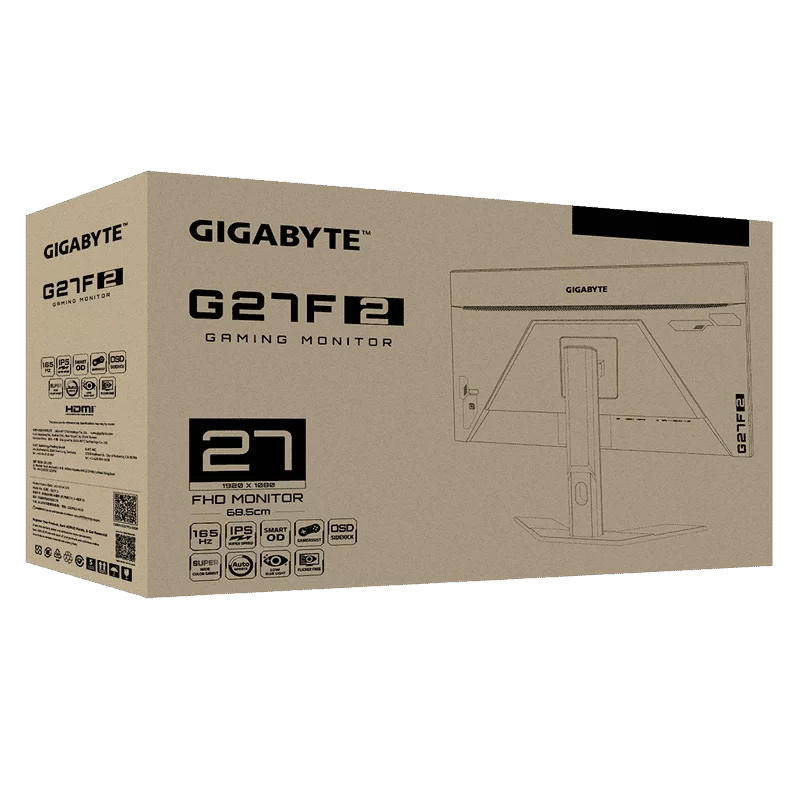 GIGABYTE G27F 2 Gaming Monitor - 27 inch, FHD, SSIPS, 400 cd/m2, 165Hz/OC 170Hz, 1ms MPRT, 2x HDMI 2.0, 1x DisplayPort 1.2 3 GIGABYTE G27F 2 Gaming Monitor - 27 inch, FHD, SSIPS, 400 cd/m2, 165Hz/OC 170Hz, 1ms MPRT, 2x HDMI 2.0, 1x DisplayPort 1.2 - Ảnh 3
