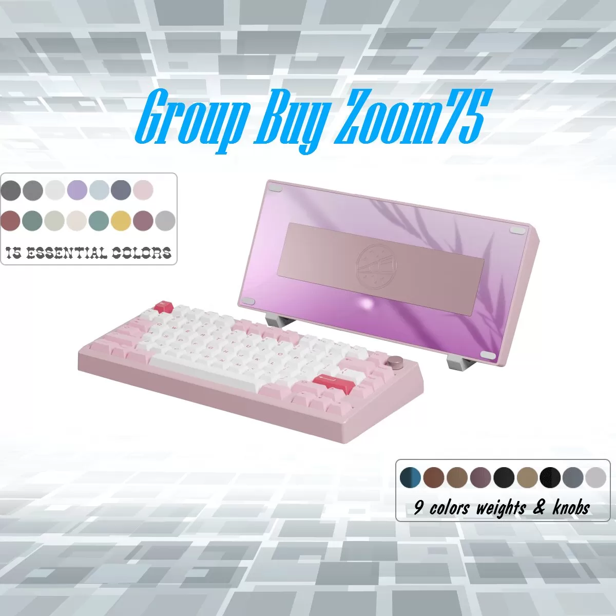 Zoom75 Essential Edition Custom Keyboard - Case Blush Pink - Backplate Glass Blush Pink