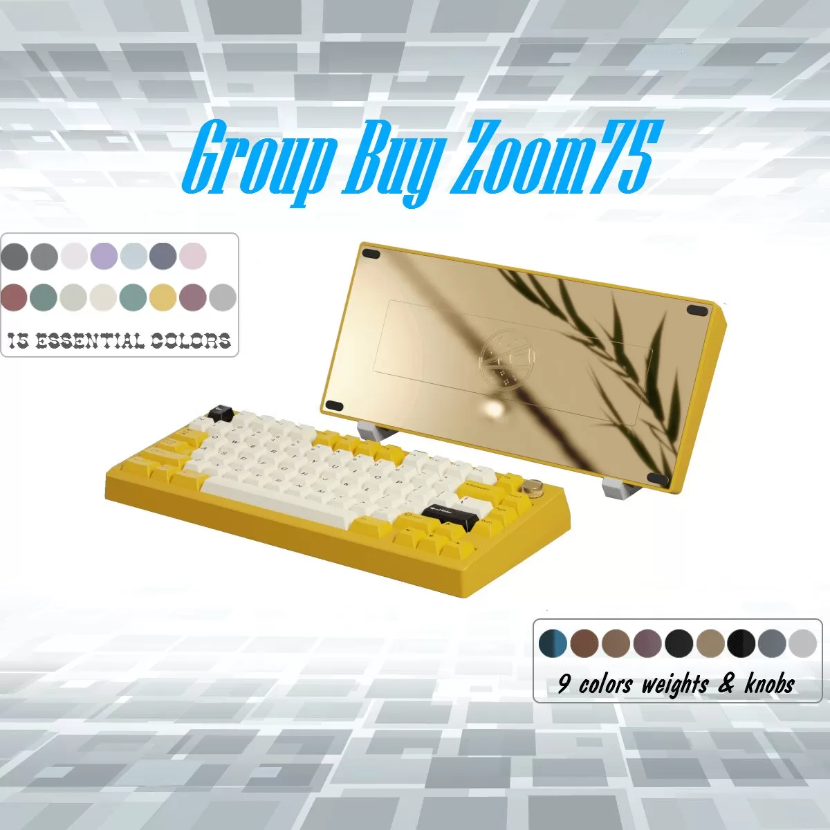 Zoom75 Essential Edition Custom Keyboard - Case Cyber Yellow - Backplate PVD Gold