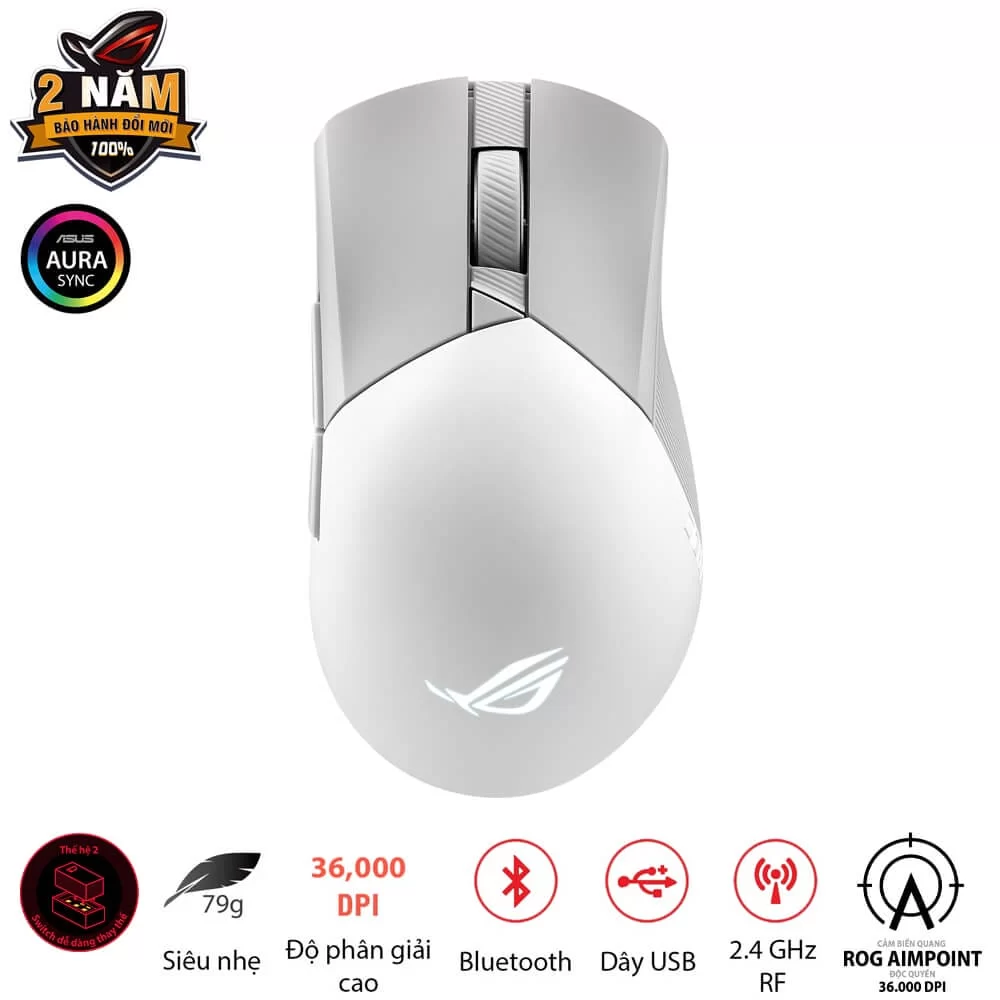 ASUS ROG Gladius III Wireless AimPoint Gaming Mouse - White 1 ASUS ROG Gladius III Wireless AimPoint Gaming Mouse - White