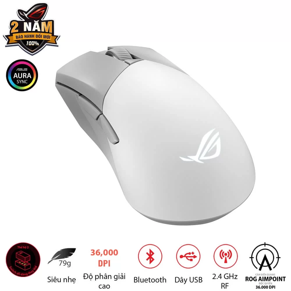 ASUS ROG Gladius III Wireless AimPoint Gaming Mouse - White 5 ASUS ROG Gladius III Wireless AimPoint Gaming Mouse - White - Ảnh 5
