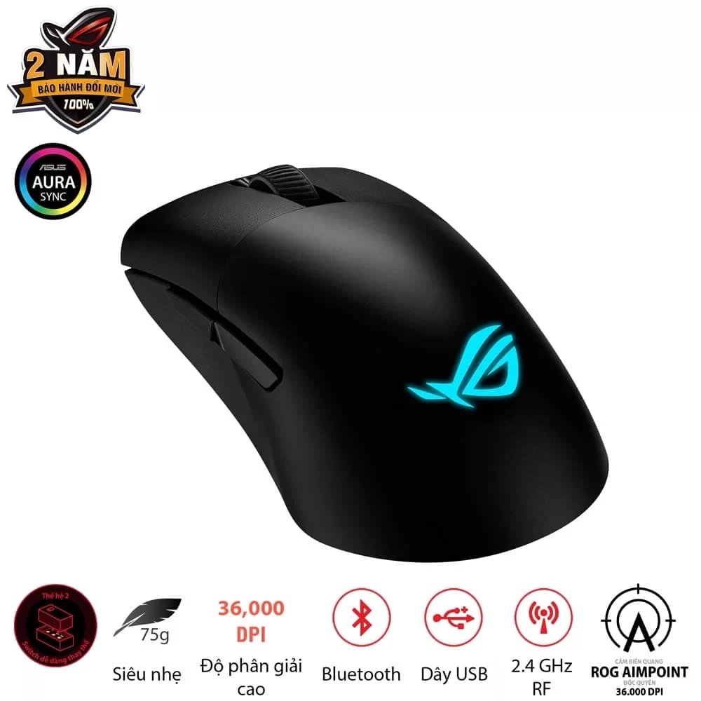 ASUS ROG Keris Wireless AimPoint Gaming Mouse - Black 1 ASUS ROG Keris Wireless AimPoint Gaming Mouse - Black