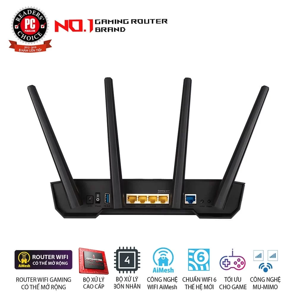 ASUS TUF Gaming AX3000 V2 Router (TUF-AX3000 V2) - Dual Band (2402+574Mbps), 4x 1.7GHz 8 ASUS TUF Gaming AX3000 V2 Router (TUF-AX3000 V2) - Dual Band (2402+574Mbps), 4x 1.7GHz - Ảnh 8