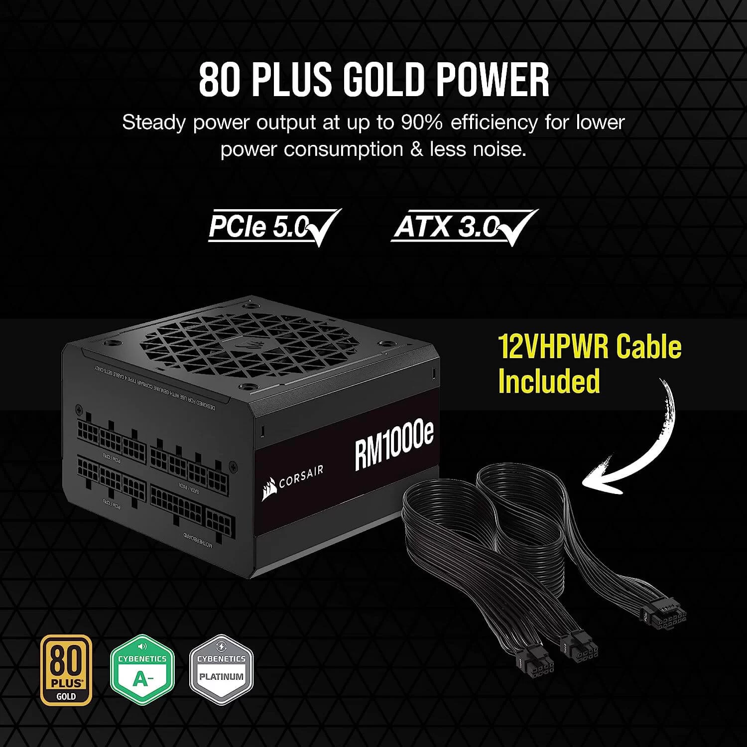 CORSAIR RMe Series RM1000e ATX 3.0 (2023) PSU (CP-9020264-NA) - 1000W, 80 Plus Gold, Fully Modular, Ultra-Low Noise 15 CORSAIR RMe Series RM1000e ATX 3.0 (2023) PSU (CP-9020264-NA) - 1000W, 80 Plus Gold, Fully Modular, Ultra-Low Noise - Ảnh 15
