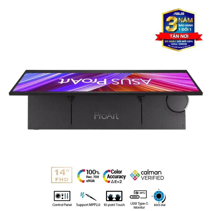 ASUS ProArt Display PA147CDV Creative Tool Portable Touch Monitor - 14 inch, IPS FHD, 60Hz, 100% sRGB, USB-C Touchscreen, Adobe Compatible (Speaker) 2 ASUS ProArt Display PA147CDV Creative Tool Portable Touch Monitor - 14 inch, IPS FHD, 60Hz, 100% sRGB, USB-C Touchscreen, Adobe Compatible (Speaker) - Ảnh 2