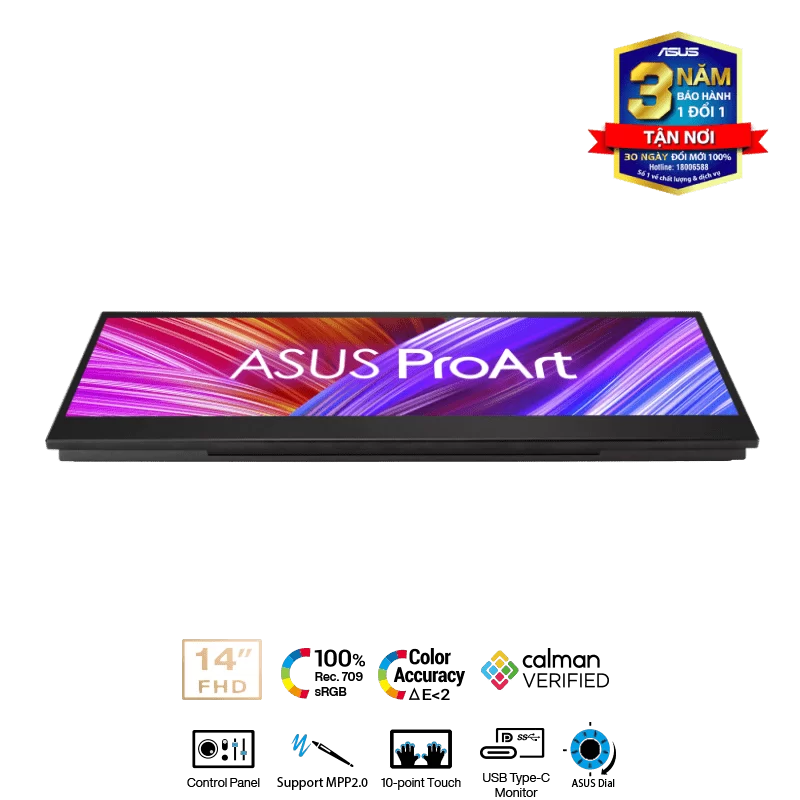 ASUS ProArt Display PA147CDV Creative Tool Portable Touch Monitor - 14 inch, IPS FHD, 60Hz, 100% sRGB, USB-C Touchscreen, Adobe Compatible (Speaker) 4 ASUS ProArt Display PA147CDV Creative Tool Portable Touch Monitor - 14 inch, IPS FHD, 60Hz, 100% sRGB, USB-C Touchscreen, Adobe Compatible (Speaker) - Ảnh 4