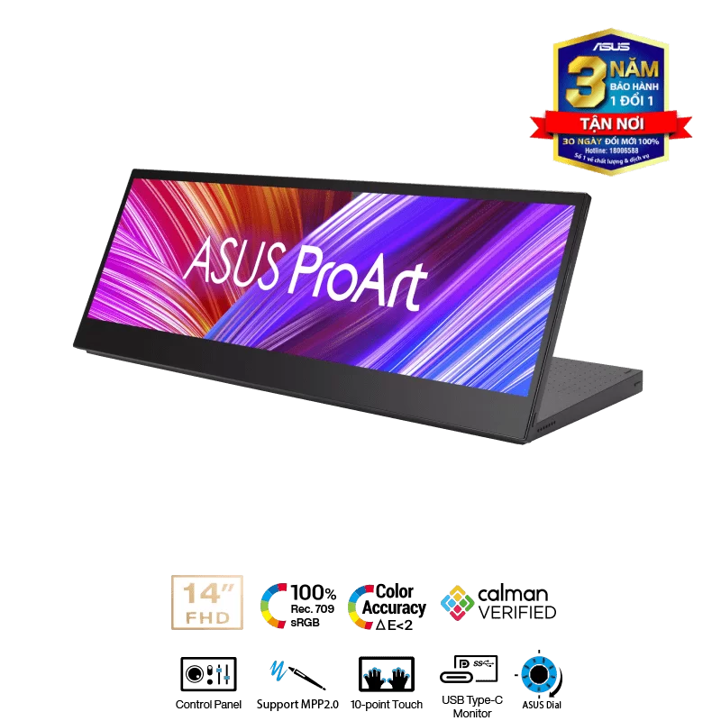 ASUS ProArt Display PA147CDV Creative Tool Portable Touch Monitor - 14 inch, IPS FHD, 60Hz, 100% sRGB, USB-C Touchscreen, Adobe Compatible (Speaker) 6 ASUS ProArt Display PA147CDV Creative Tool Portable Touch Monitor - 14 inch, IPS FHD, 60Hz, 100% sRGB, USB-C Touchscreen, Adobe Compatible (Speaker) - Ảnh 6