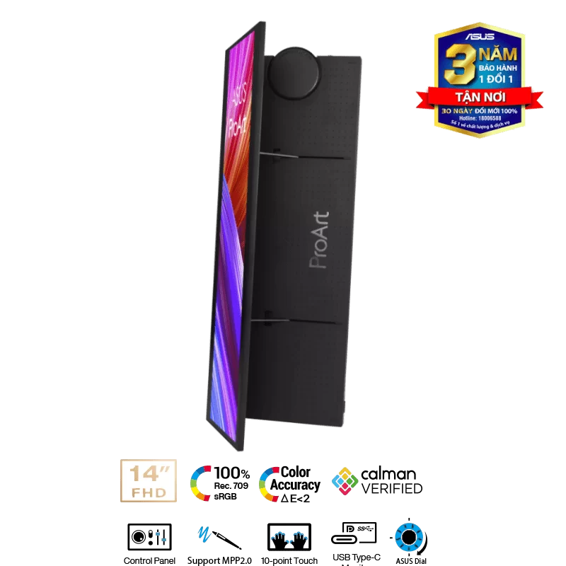 ASUS ProArt Display PA147CDV Creative Tool Portable Touch Monitor - 14 inch, IPS FHD, 60Hz, 100% sRGB, USB-C Touchscreen, Adobe Compatible (Speaker) 7 ASUS ProArt Display PA147CDV Creative Tool Portable Touch Monitor - 14 inch, IPS FHD, 60Hz, 100% sRGB, USB-C Touchscreen, Adobe Compatible (Speaker) - Ảnh 7