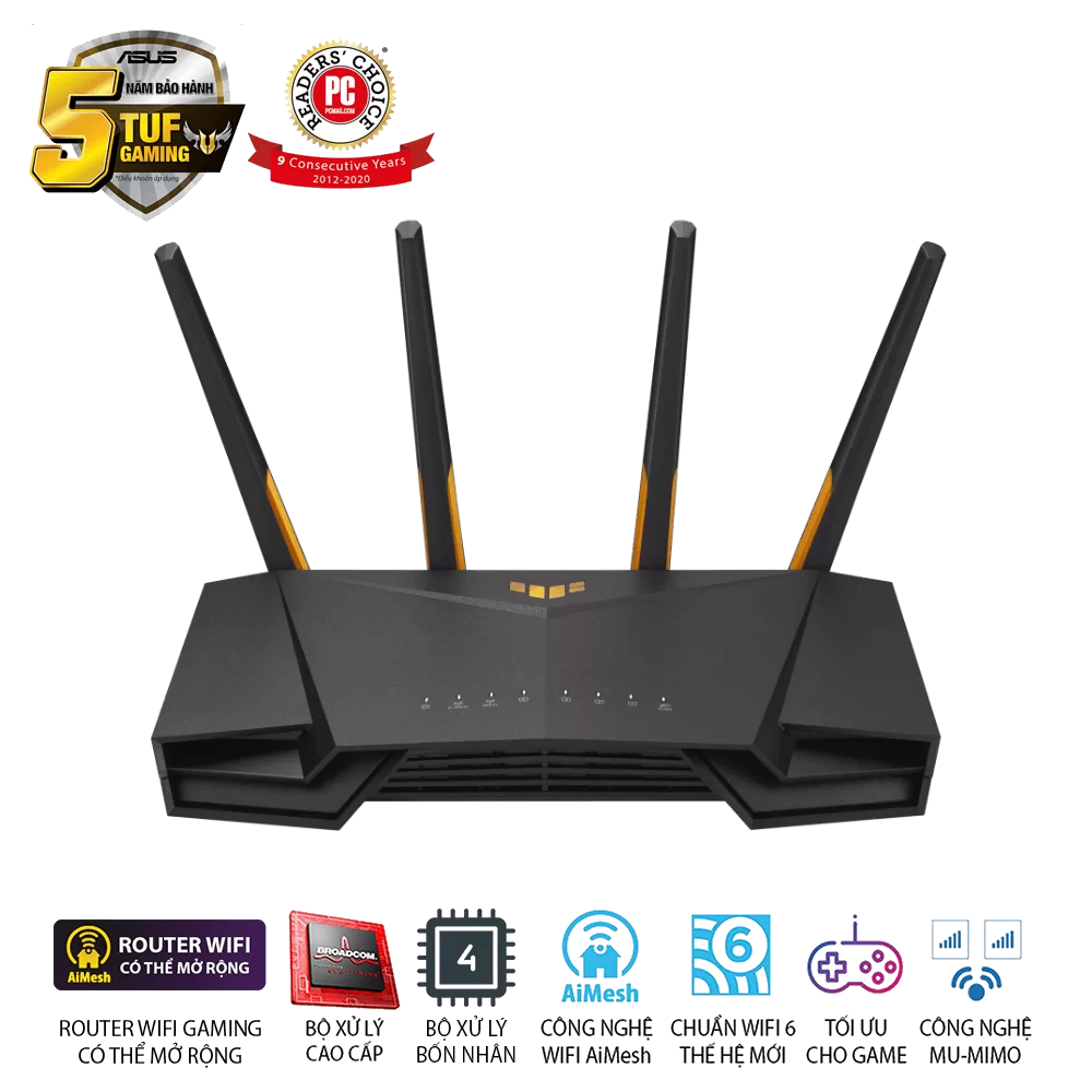 ASUS TUF Gaming AX4200 Router (TUF-GAMING-AX4200) - Dual Band (574+3603 Mbps), 4x 2.0 1 ASUS TUF Gaming AX4200 Router (TUF-GAMING-AX4200) - Dual Band (574+3603 Mbps), 4x 2.0