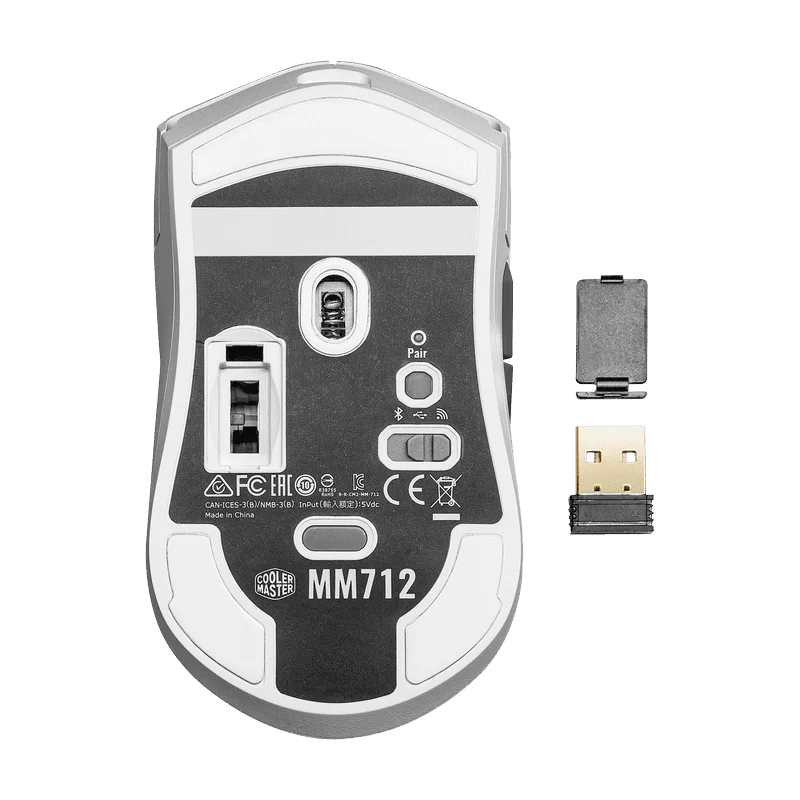 Cooler Master MM712 Lightweight Wireless White Gaming Mouse - 59g, 19000 dpi, RGB, PixArt Optical Sensor, Pure PTFE Mouse Feet 8 Cooler Master MM712 Lightweight Wireless White Gaming Mouse - 59g, 19000 dpi, RGB, PixArt Optical Sensor, Pure PTFE Mouse Feet - Ảnh 8