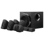 Logitech Z906 5.1 Surround Sound Speaker System, 165W Subwoofer, 4x67W Satellites, 1x67W Center, 3.5mm (with Cable) + Optical + Coaxial , Remote Control
