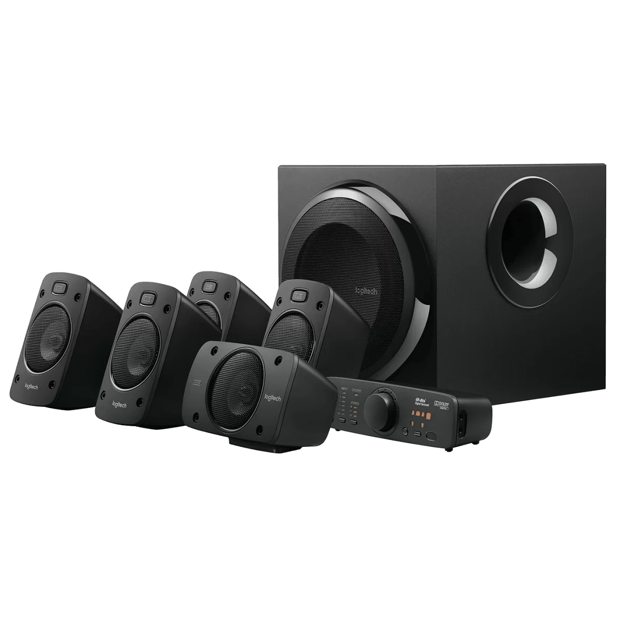 Logitech Z906 5.1 Surround Sound Speaker System, 165W Subwoofer, 4x67W Satellites, 1x67W Center, 3.5mm (with Cable) + Optical + Coaxial , Remote Control 1 Logitech Z906 5.1 Surround Sound Speaker System, 165W Subwoofer, 4x67W Satellites, 1x67W Center, 3.5mm (with Cable) + Optical + Coaxial , Remote Control