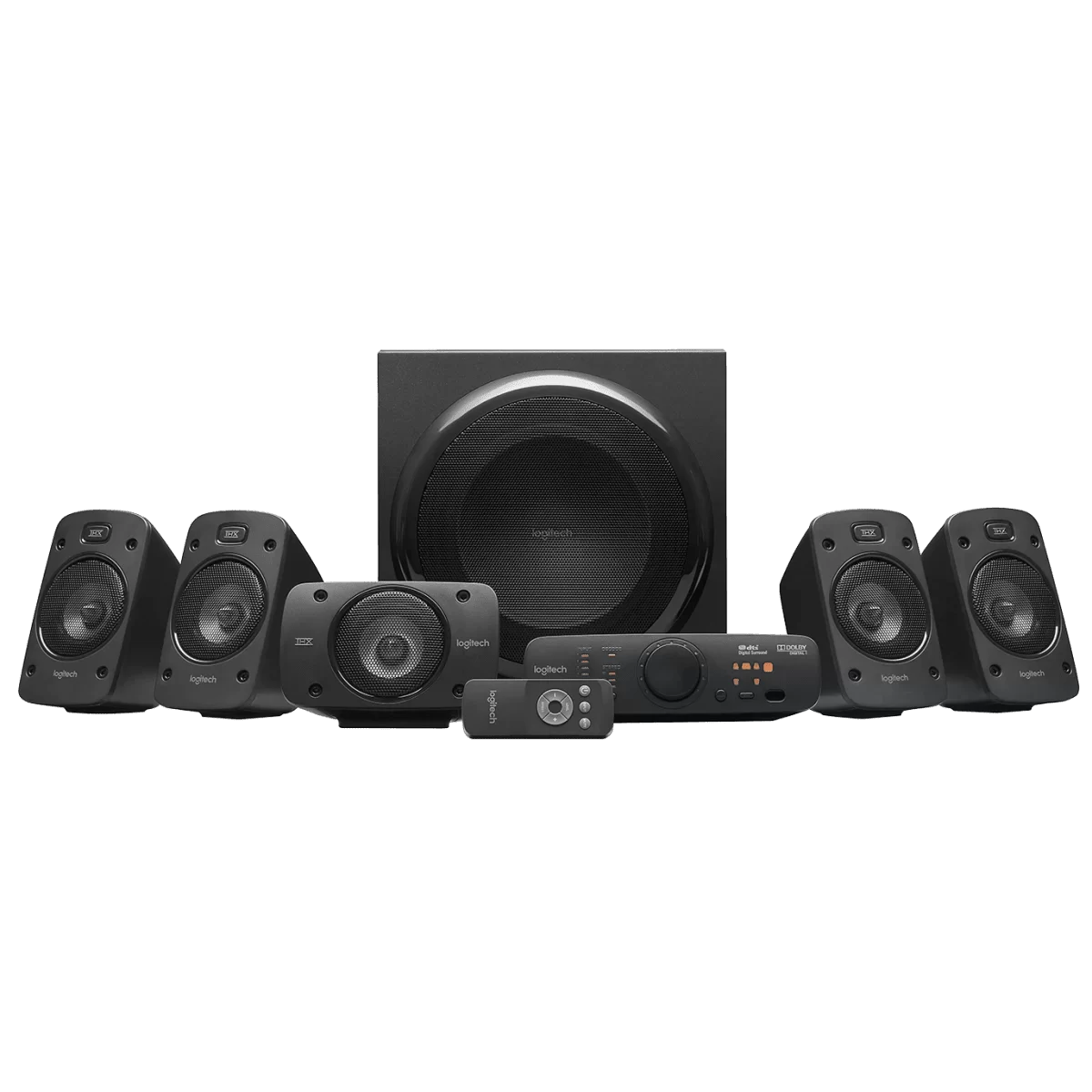 Logitech Z906 5.1 Surround Sound Speaker System, 165W Subwoofer, 4x67W Satellites, 1x67W Center, 3.5mm (with Cable) + Optical + Coaxial , Remote Control 2 Logitech Z906 5.1 Surround Sound Speaker System, 165W Subwoofer, 4x67W Satellites, 1x67W Center, 3.5mm (with Cable) + Optical + Coaxial , Remote Control - Ảnh 2