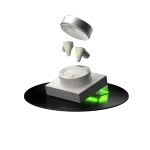 ANGRY MIAO CYBERBLADE Ghost White Wireless Gaming Earbuds - Active Noise Cancelling, Bluetooth Earbuds with Microphone, 36ms Low Latency