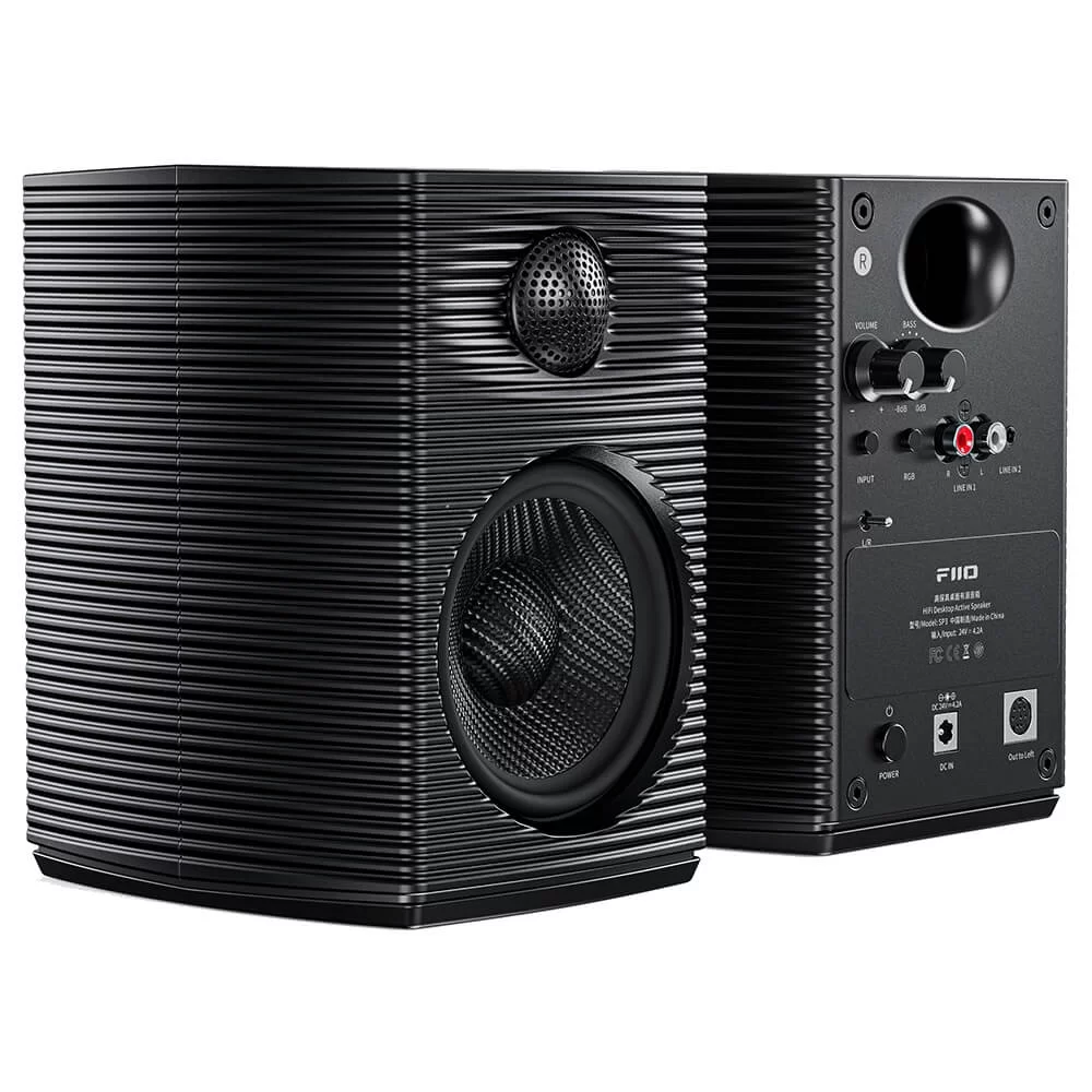 FiiO SP3 Powered HiFi Active Desktop Speakers - Black, 80W Stereo Computer Speakers and Home Music Sound System with AUX Audio/RCA, 2-Way 2 FiiO SP3 Powered HiFi Active Desktop Speakers - Black, 80W Stereo Computer Speakers and Home Music Sound System with AUX Audio/RCA, 2-Way - Ảnh 2