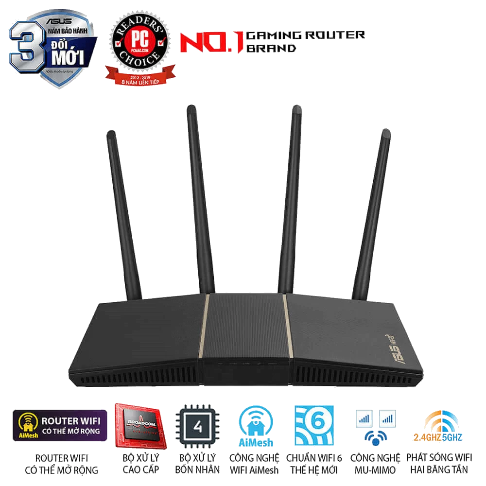 ASUS RT-AX57 - AX3000 Dual Band, 802.11ax, AiMesh WiFi, MU-MIMO, OFDMA, 4 Gigabit LAN