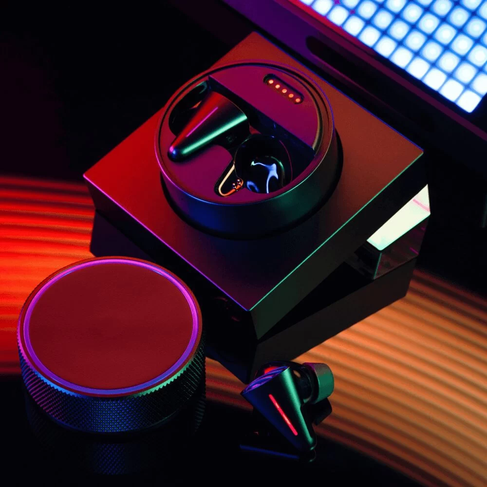 ANGRY MIAO CYBERBLADE The Dark Side Wireless Gaming Earbuds - Active Noise Cancelling, Bluetooth Earbuds with Microphone, 36ms Low Latency 2 ANGRY MIAO CYBERBLADE The Dark Side Wireless Gaming Earbuds - Active Noise Cancelling, Bluetooth Earbuds with Microphone, 36ms Low Latency - Ảnh 2