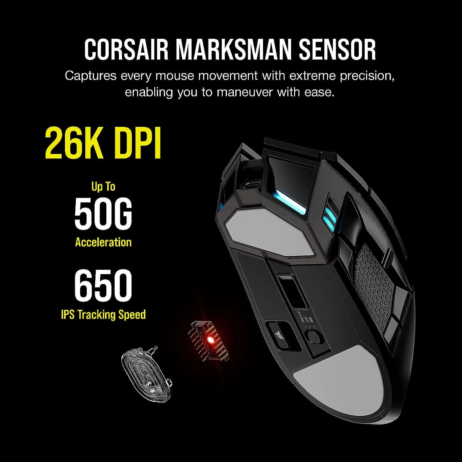 CORSAIR DARKSTAR RGB Wireless Gaming Mouse for MMO MOBA Product 6