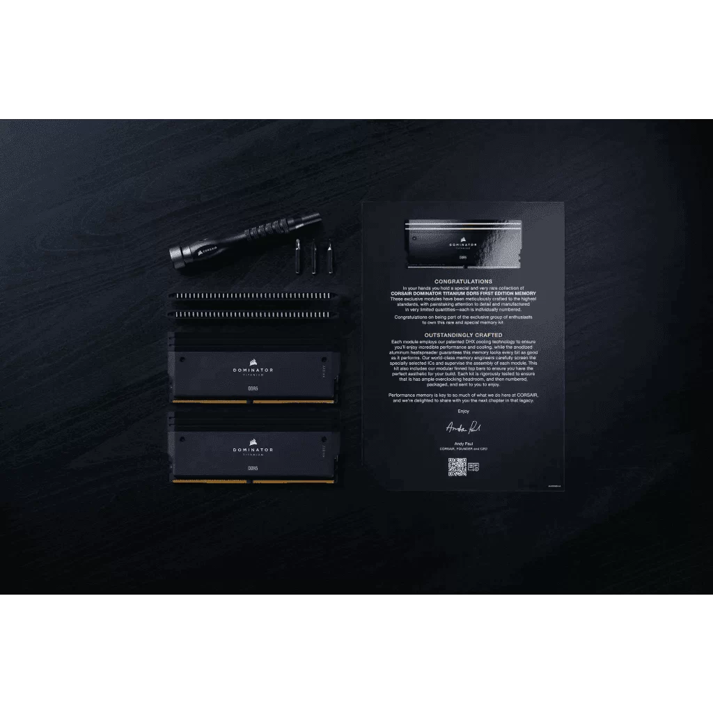 CORSAIR Dominator Titanium RGB 32GB Memory Kit - Black, 32GB (2x16GB) 6000MHz CL30 (CMP32GX5M2B6000C30) 8 CORSAIR Dominator Titanium RGB 32GB Memory Kit - Black, 32GB (2x16GB) 6000MHz CL30 (CMP32GX5M2B6000C30) - Ảnh 8