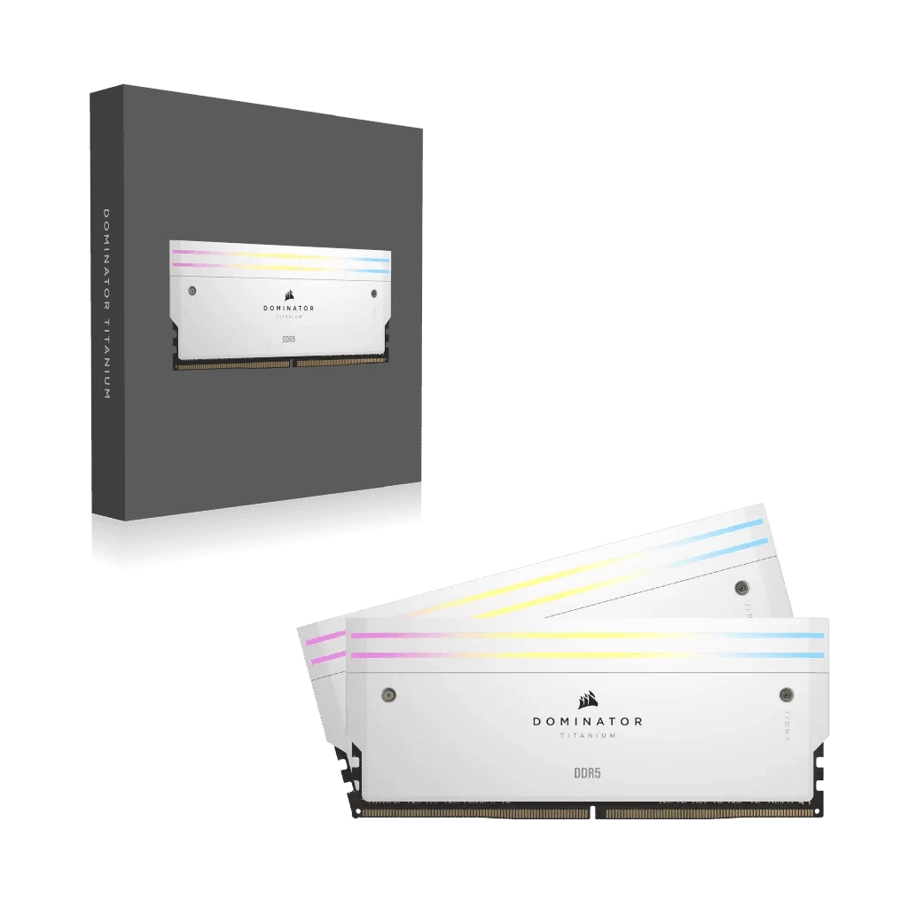CORSAIR Dominator Titanium RGB 32GB (AMD Expo) Memory Kit – White, 32GB (2x16GB) 6000MHz CL30 (CMP32GX5M2B6000Z30W) 2 CORSAIR Dominator Titanium RGB 32GB (AMD Expo) Memory Kit – White, 32GB (2x16GB) 6000MHz CL30 (CMP32GX5M2B6000Z30W) - Ảnh 2