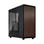 Fractal Design North Charcoal Black TG Dark - Tempered Glass Dark ATX Mid Tower Gaming Case - Wood Walnut Front, 2x140mm Fans included, Type C USB