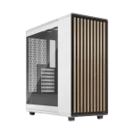 Fractal Design North Chalk White TG Clear Tint - Tempered Glass Clear ATX Mid Tower Gaming Case - Wood Oak Front, 2x140mm Fans included, Type C USB